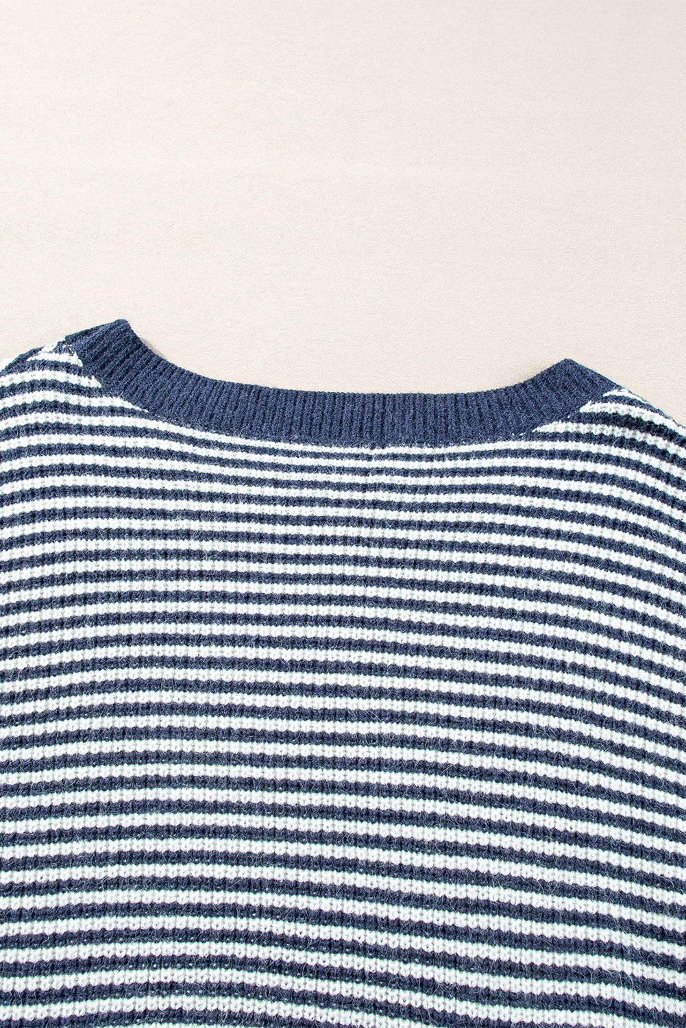 Sail Blue Striped Lantern Sleeve Drop Shoulder Cozy Sweater - loveforevers