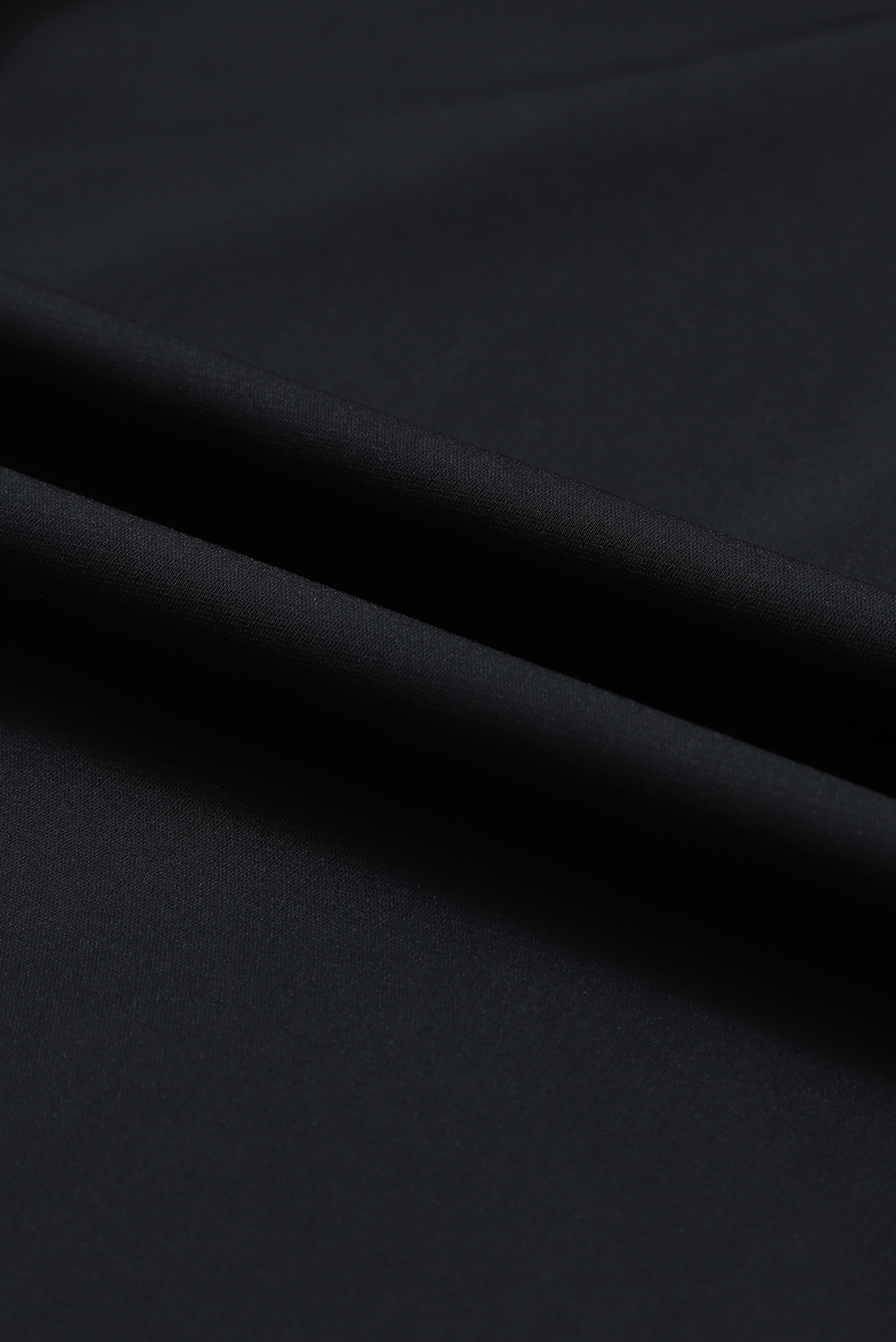 Black Solid Surplice Neck Shirred Cuffs Draped Blouse - loveforevers