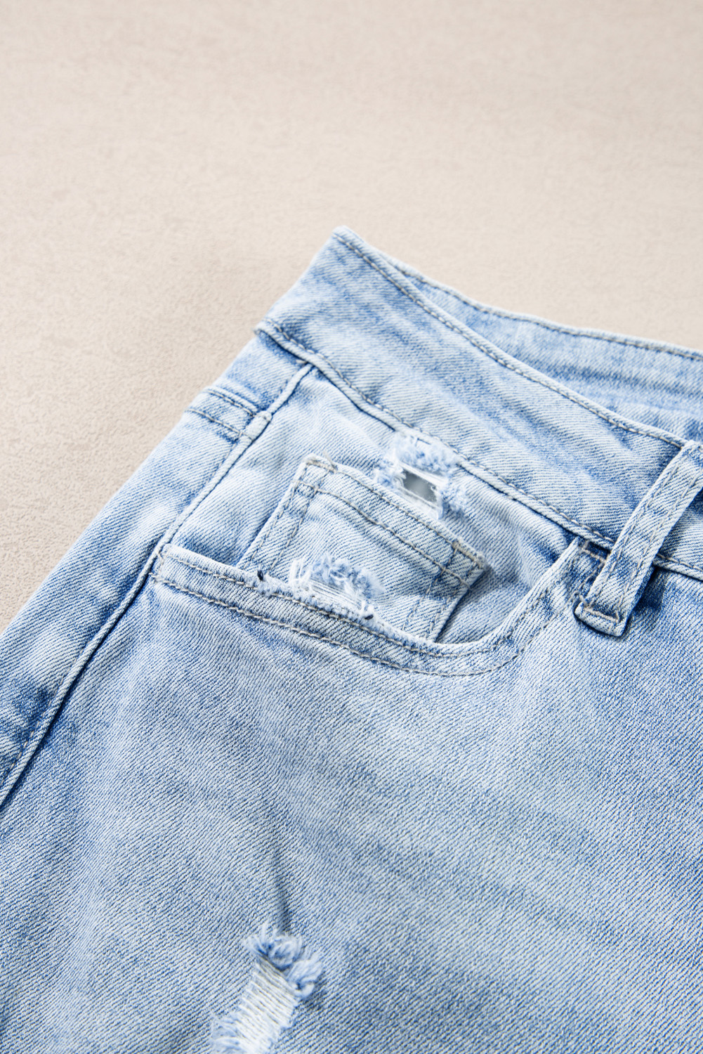 Beau Blue Light Wash Distressed Straight Jeans - loveforevers