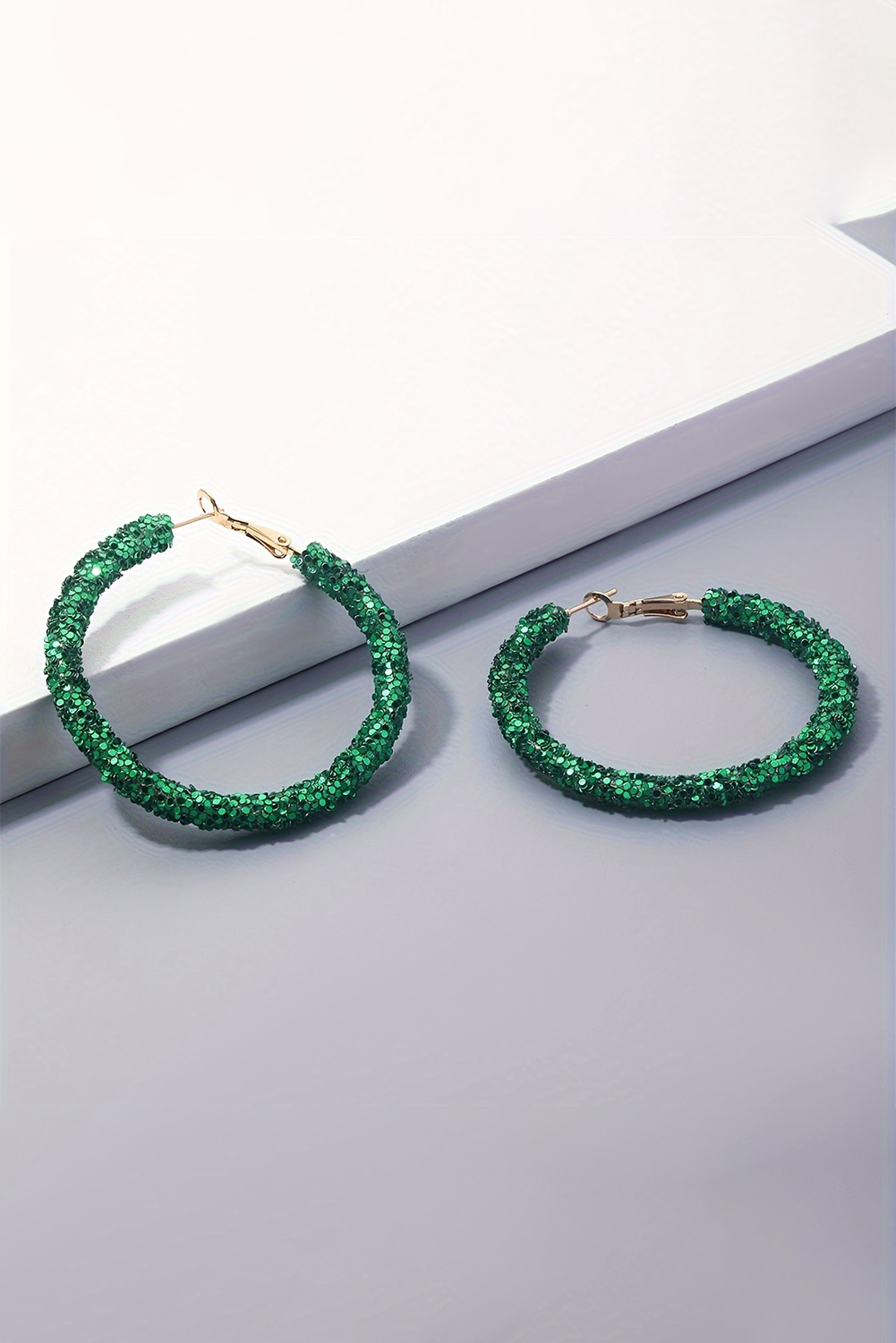 Dark Green St. Patricks Fashion Daring Sequin Loop Earrings - loveforevers