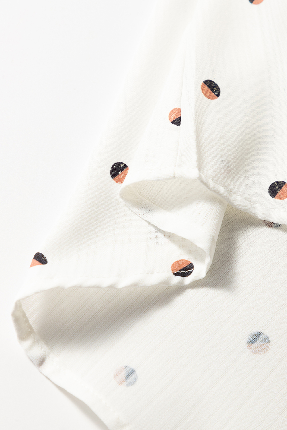White Polka Dot Print Ruffled Shoulder V Neck Tank Top - loveforevers