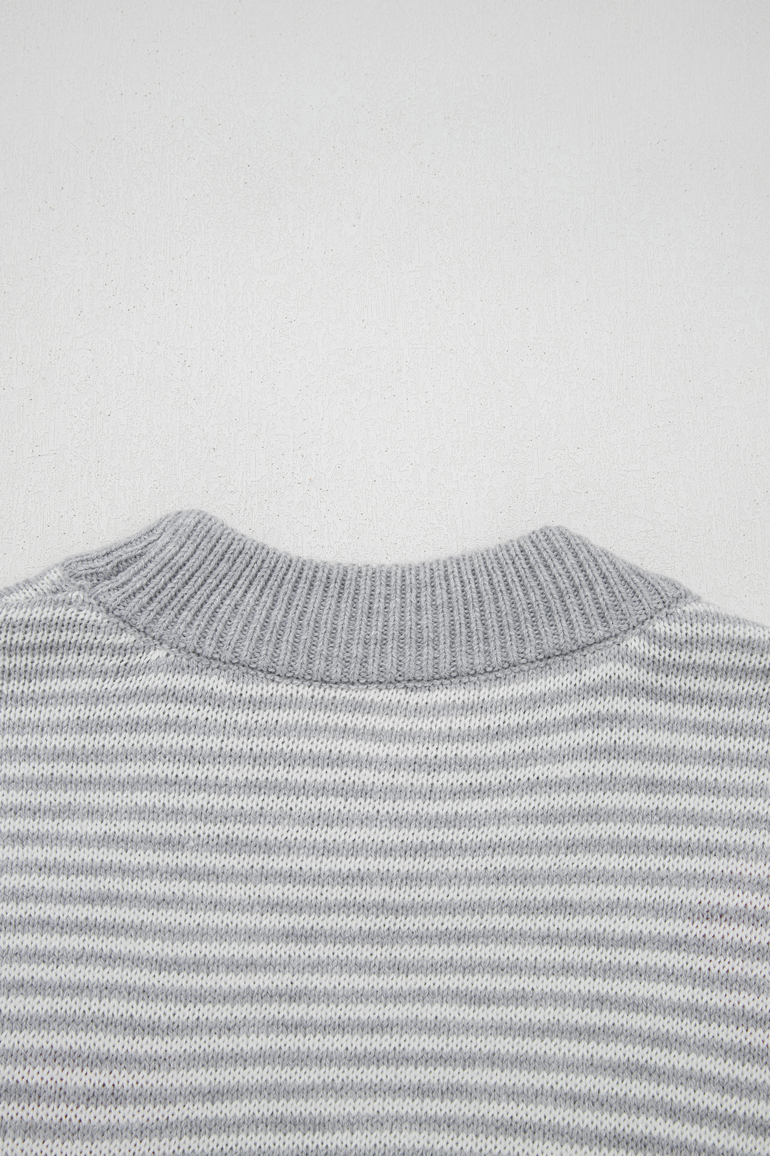 Gray Stripe Contrast Heart Pattern Valentine Knit Sweater - loveforevers
