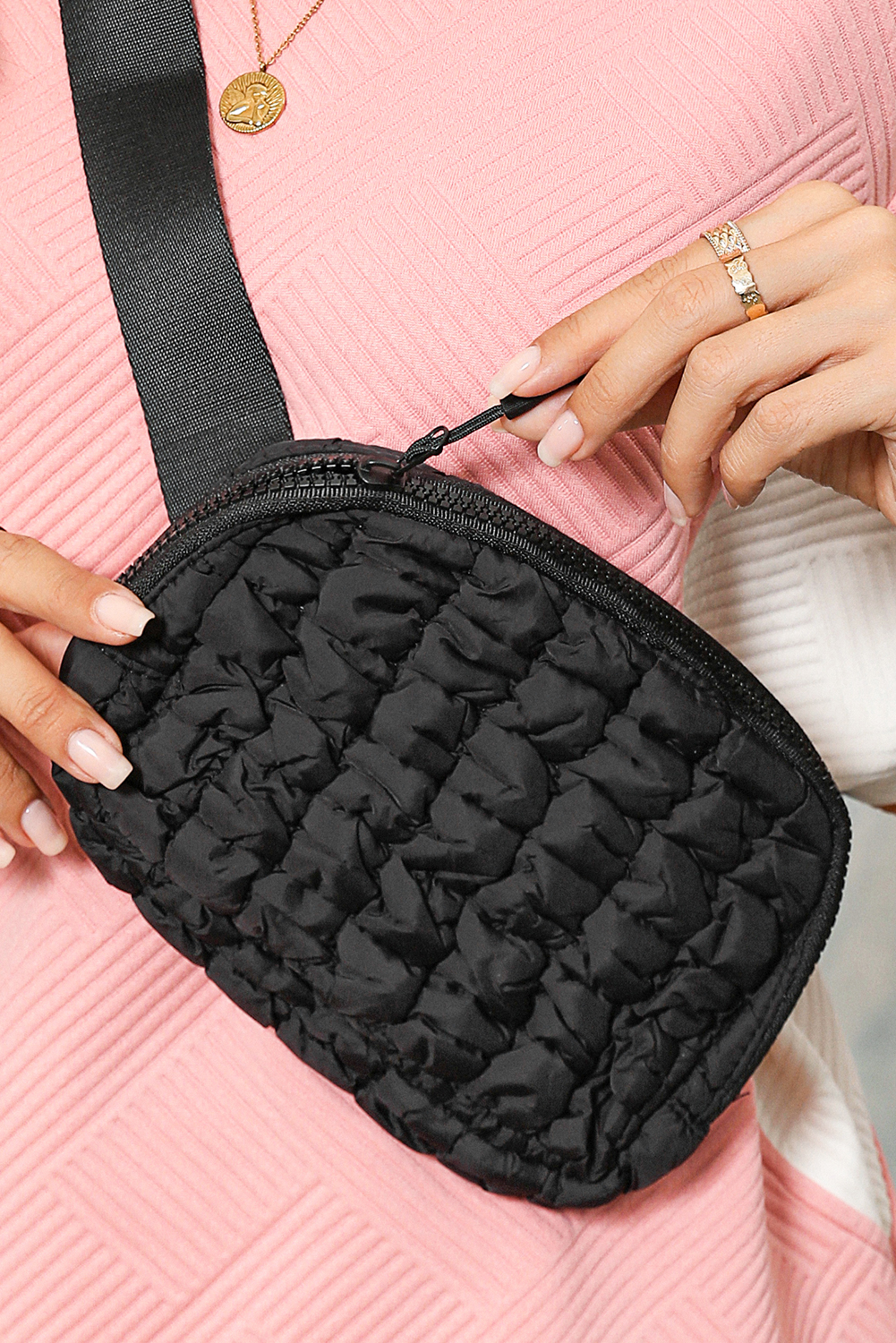 White Quilted Puffer Belt Bag Fanny Pack - loveforevers