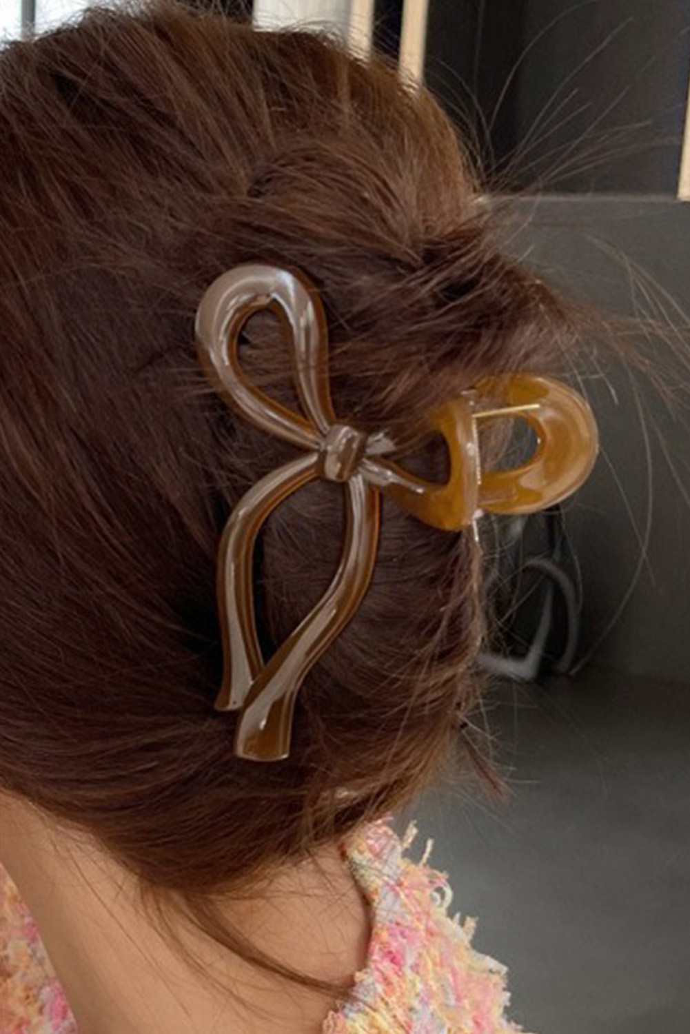 Coffee Long Tail Bow Knot Shape Claw Clip - loveforevers