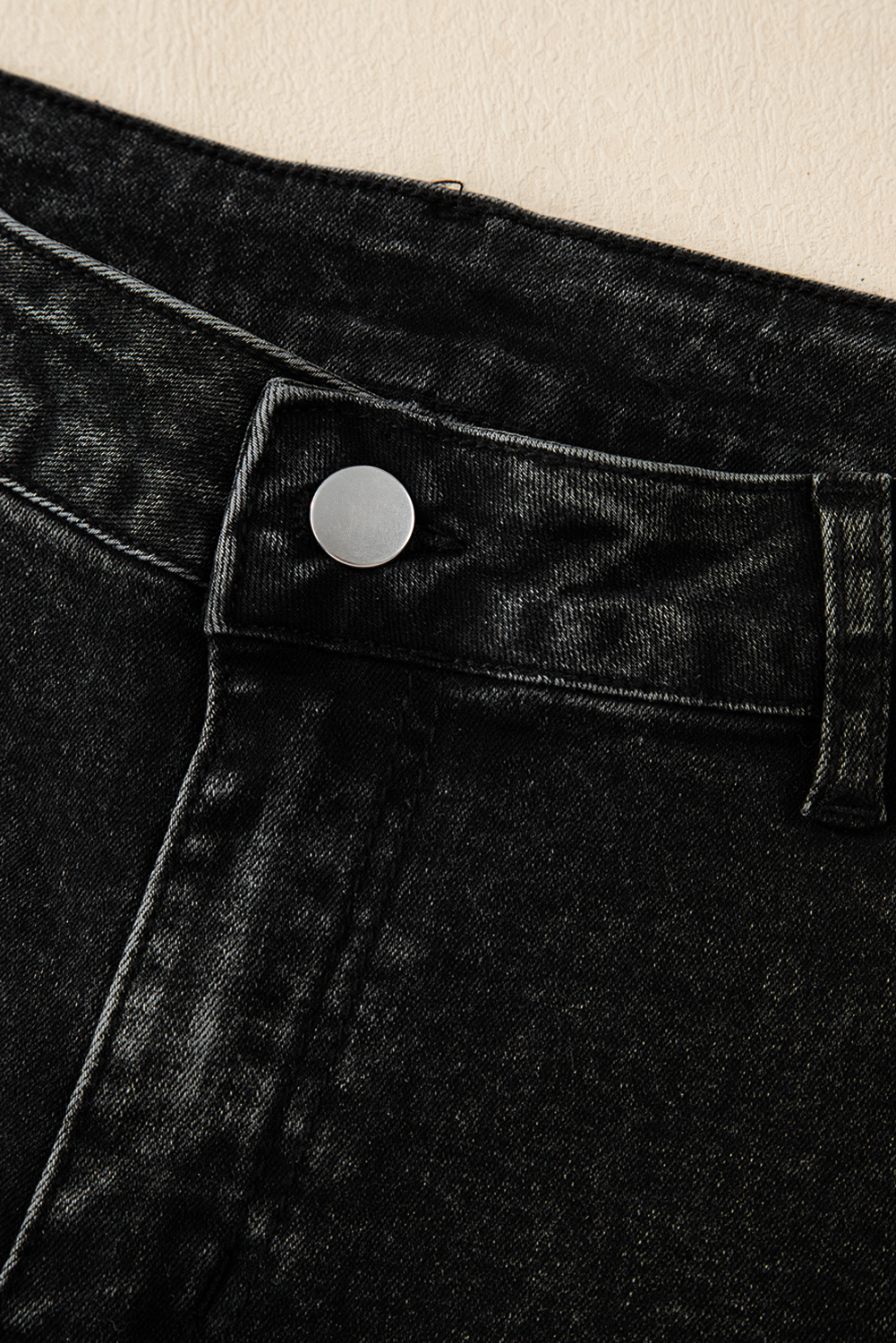 Dark Grey Pleated Wide Leg Mineral Wash Denim Pants - loveforevers