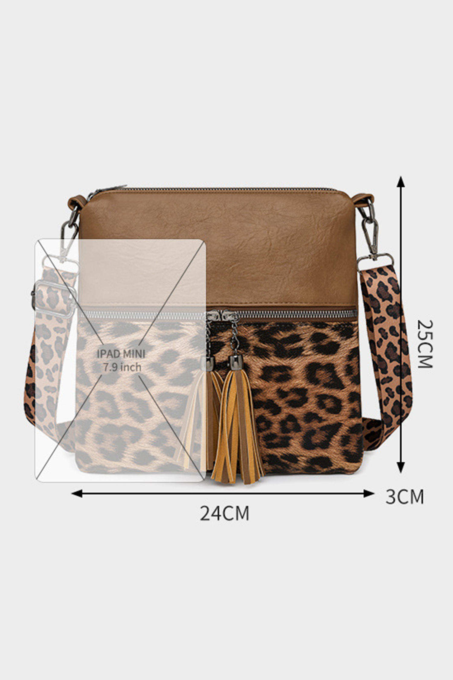 Coffee Leopard Contrast PU Leather Single Shoulder Mini Bag - loveforevers