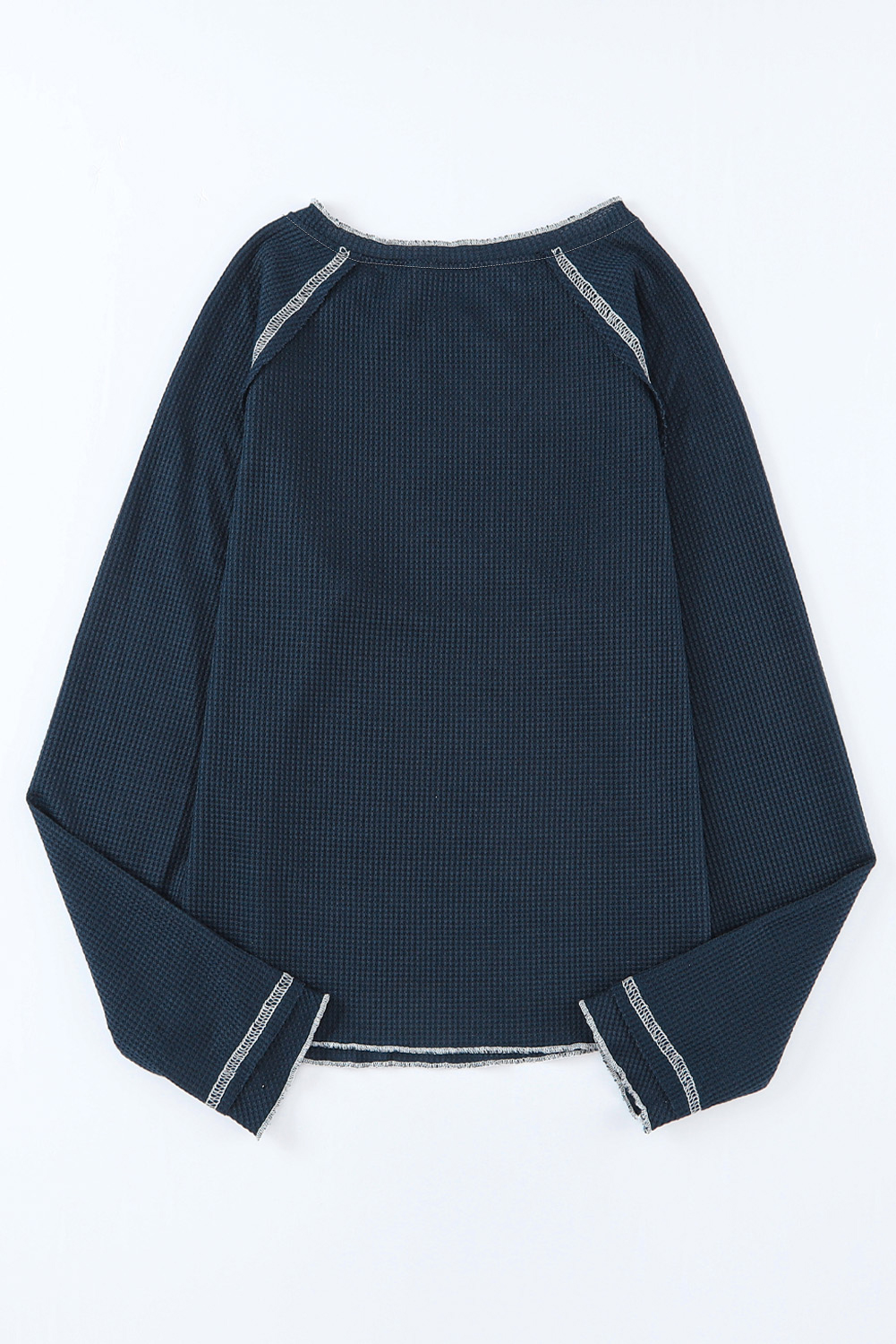 Smoke Gray Textured Round Neck Long Sleeve Top - loveforevers