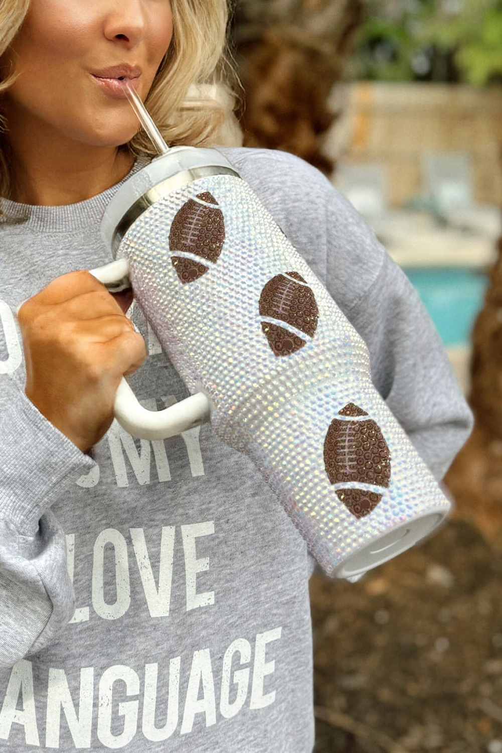 White Game Day Rugby Football 40oz Tumbler - loveforevers
