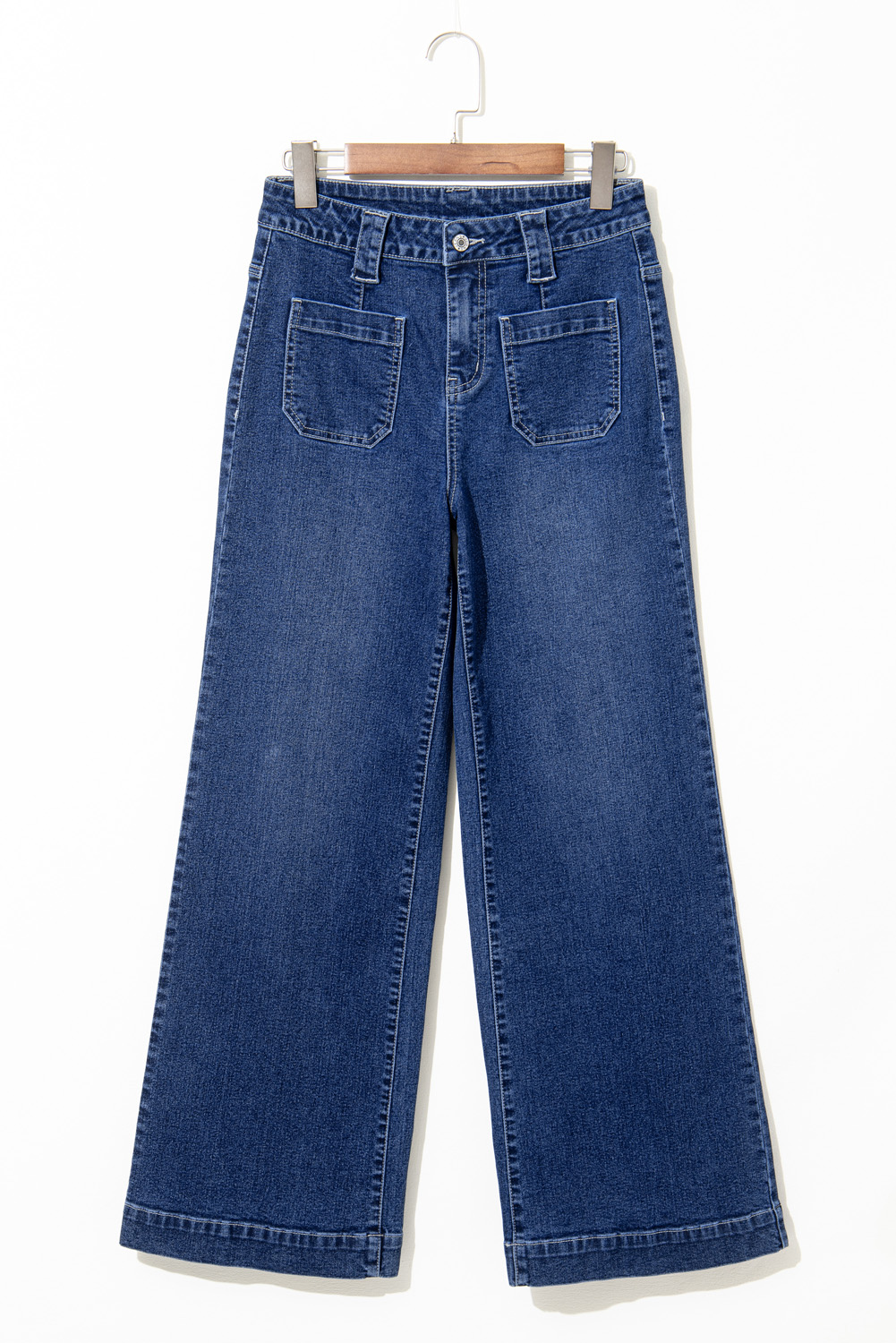 Sail Blue Wide Leg Pocketed High Waist Jeans - loveforevers