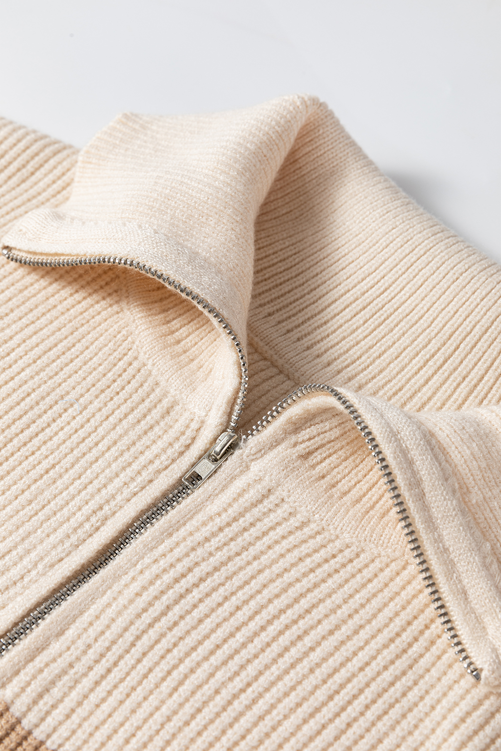 Khaki Stripe Ribbed Half Zip Collared Sweater Vest - loveforevers