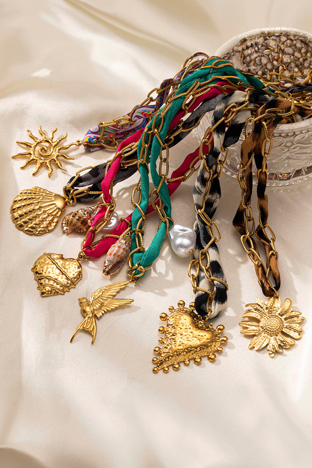Gold Plated Chain Boho Scarf Twine Sun Goddess Necklace - loveforevers