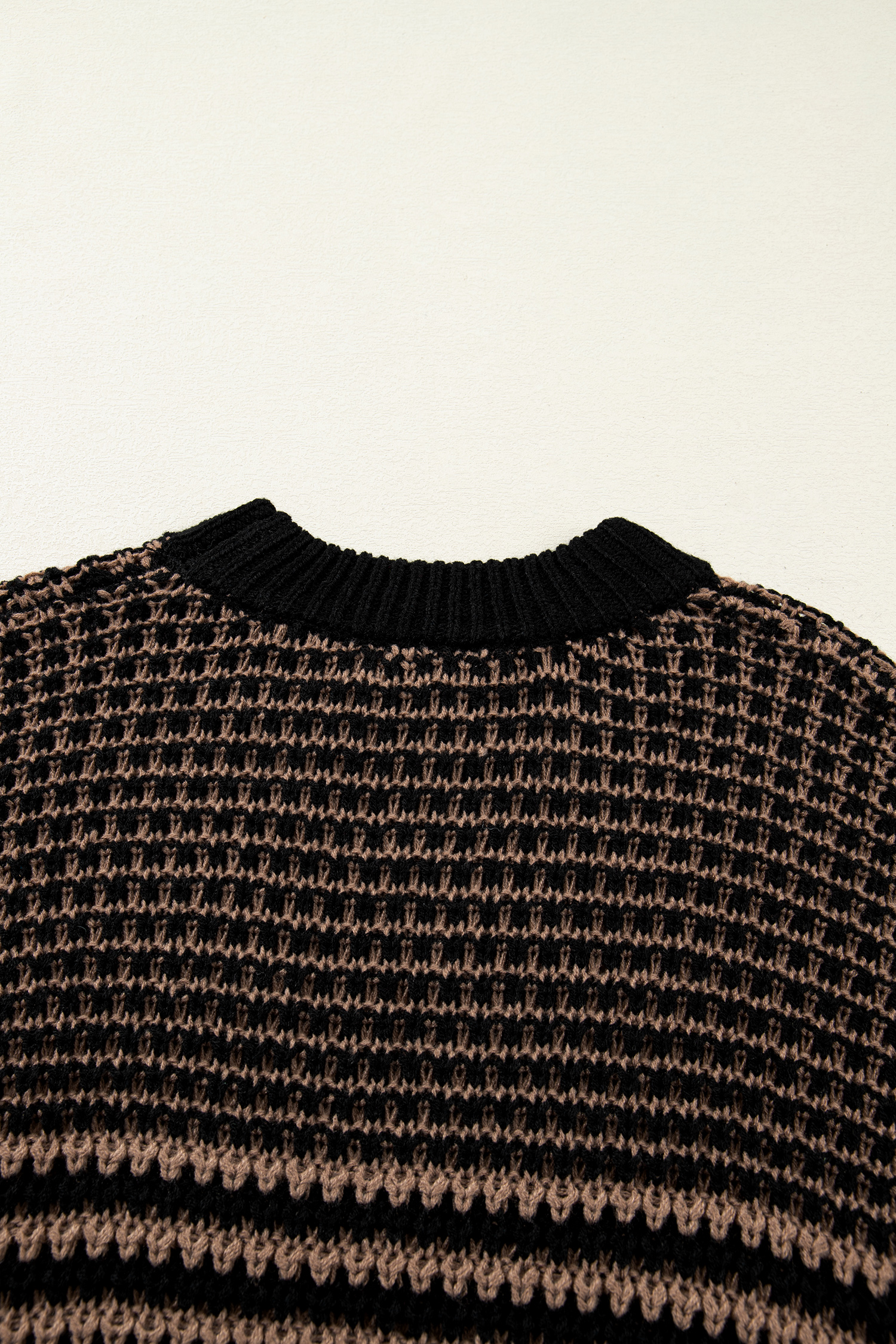 Black Stripe 3/4 Draped Sleeve Slouchy Sweater - loveforevers