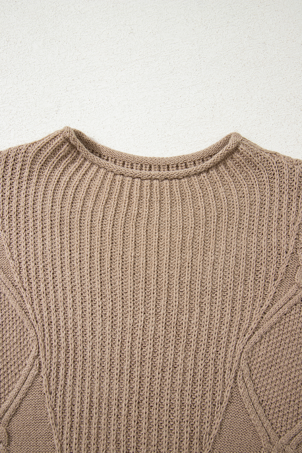Smoke Gray Textured Knit High Neck Sweater T Shirt - loveforevers