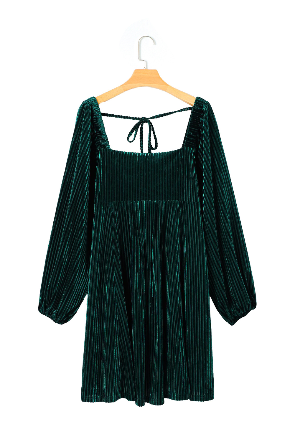 Red Tie Back Square Neck Velvet Babydoll Dress - loveforevers