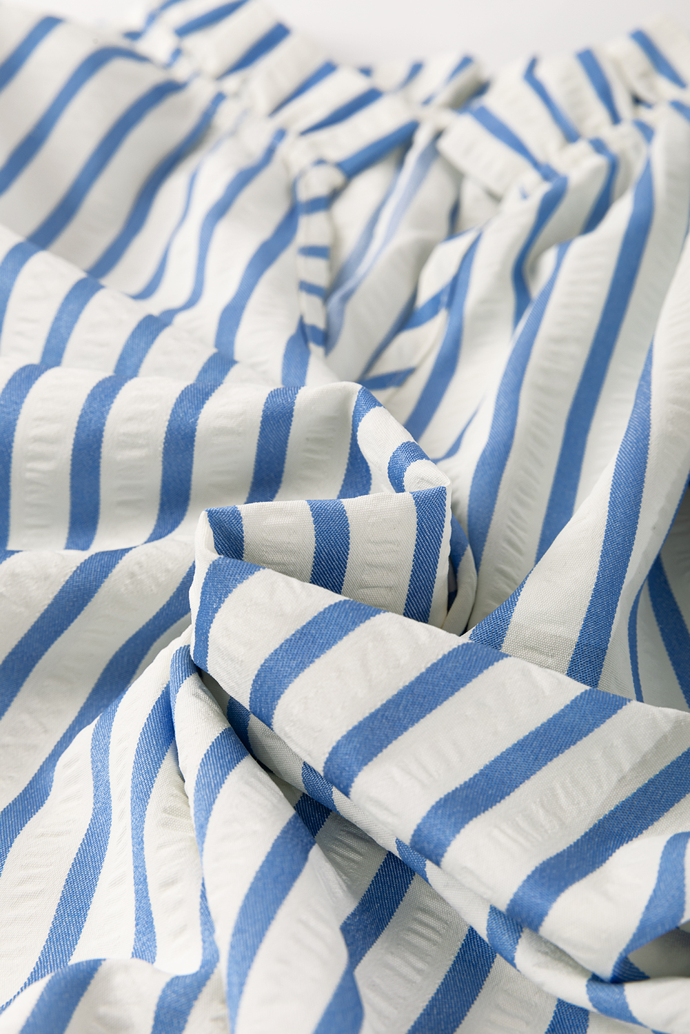 Sky Blue Stripe Knotted Bracelet Sleeve Notched Neck Shift Mini Dress - loveforevers