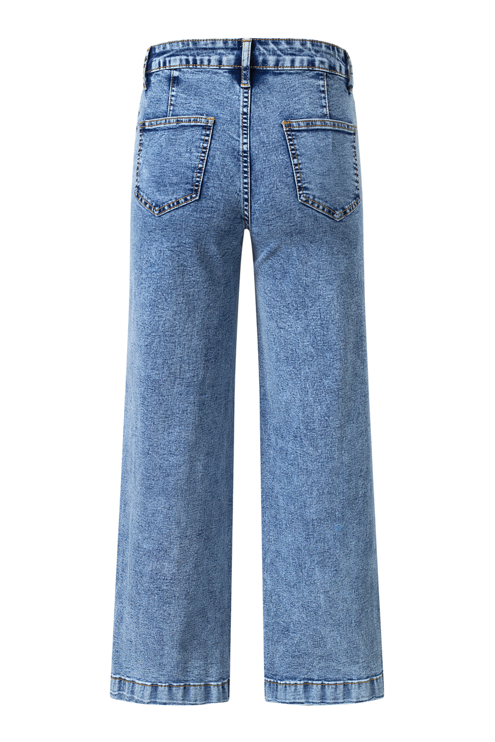 Light Blue Chic Patch Pocket Straight Leg Loose Jeans - loveforevers