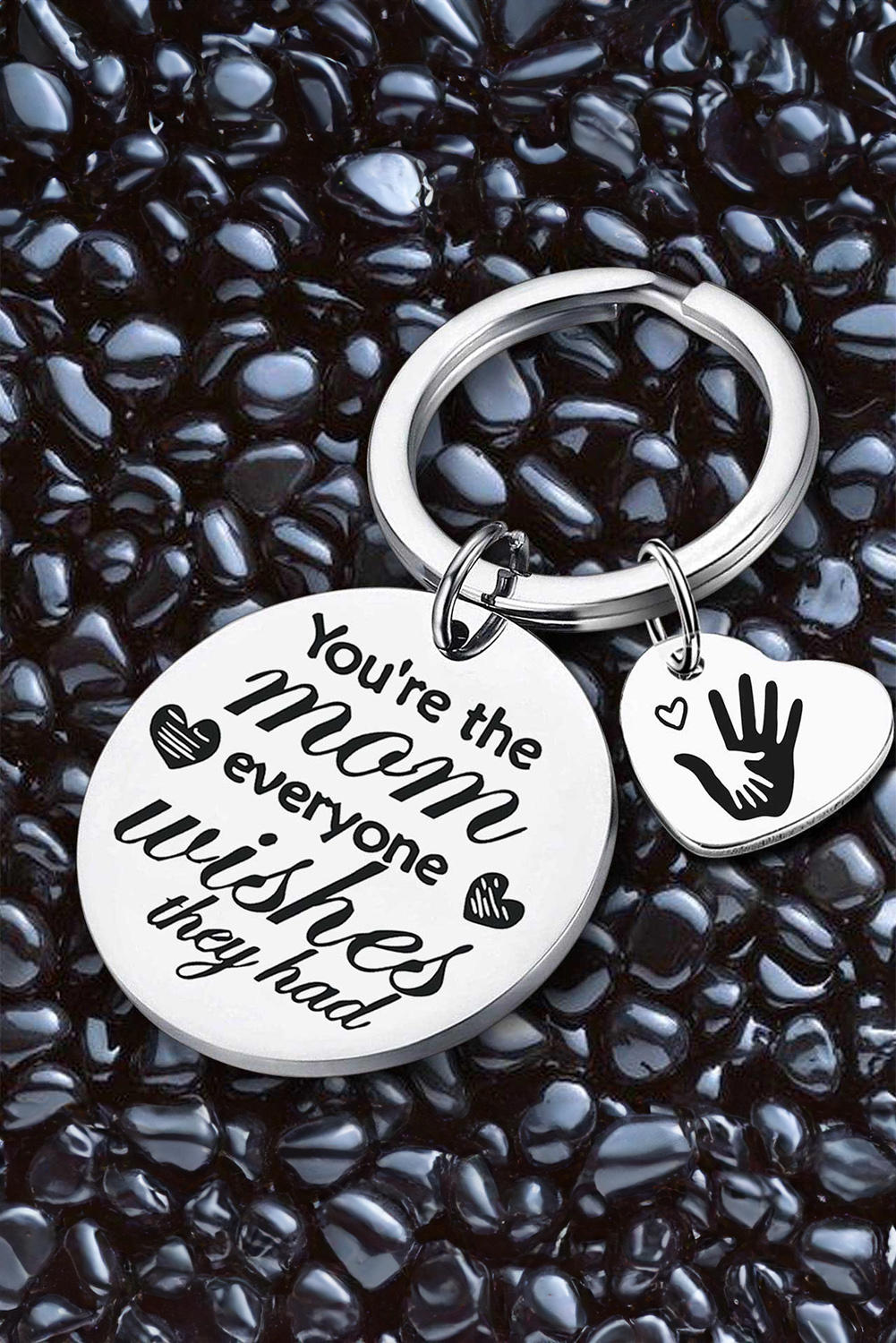 Mothers Day Lettered Heart Shape Alloy Keychain - loveforevers