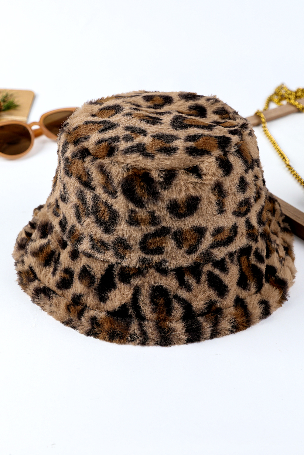 Thai Curry Leopard Plush Wide Brim Winter Fishman Hat - loveforevers