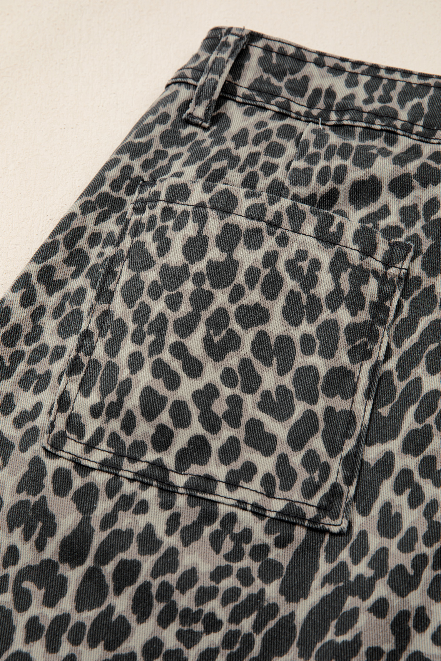 Black Leopard Print Wide Leg High Waist Jeans - loveforevers
