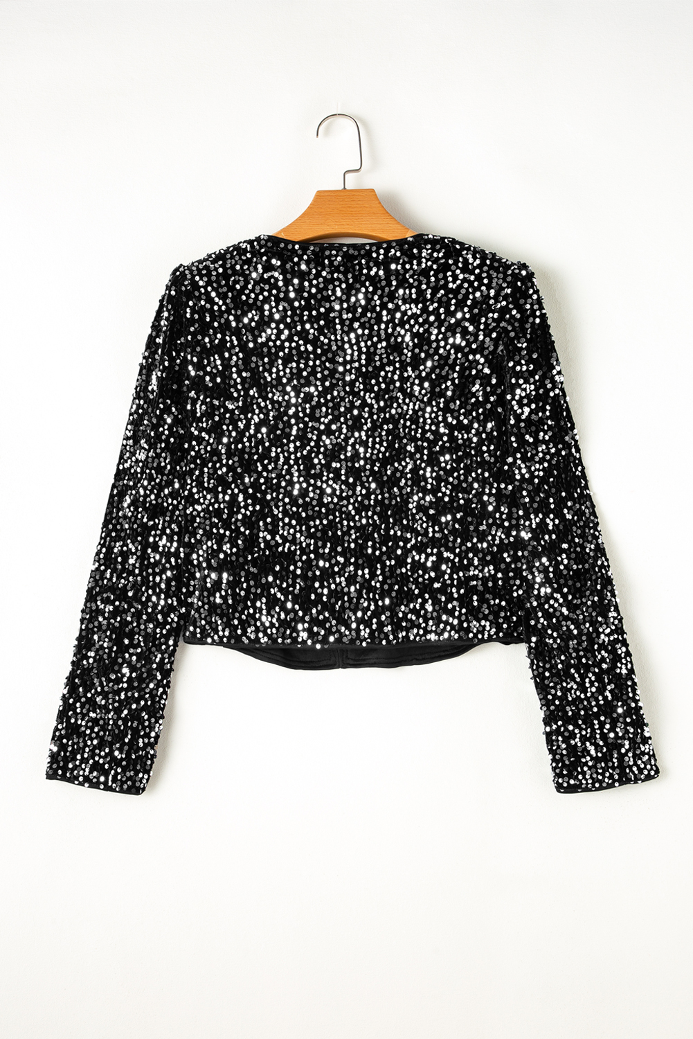 Golden Fleece Sequined Open Front Cropped Jacket - loveforevers