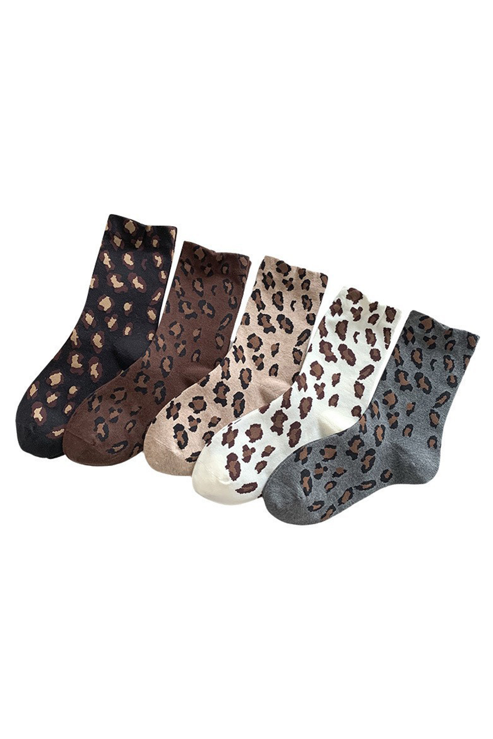 White Leopard Print Polyester Cotton Socks - loveforevers
