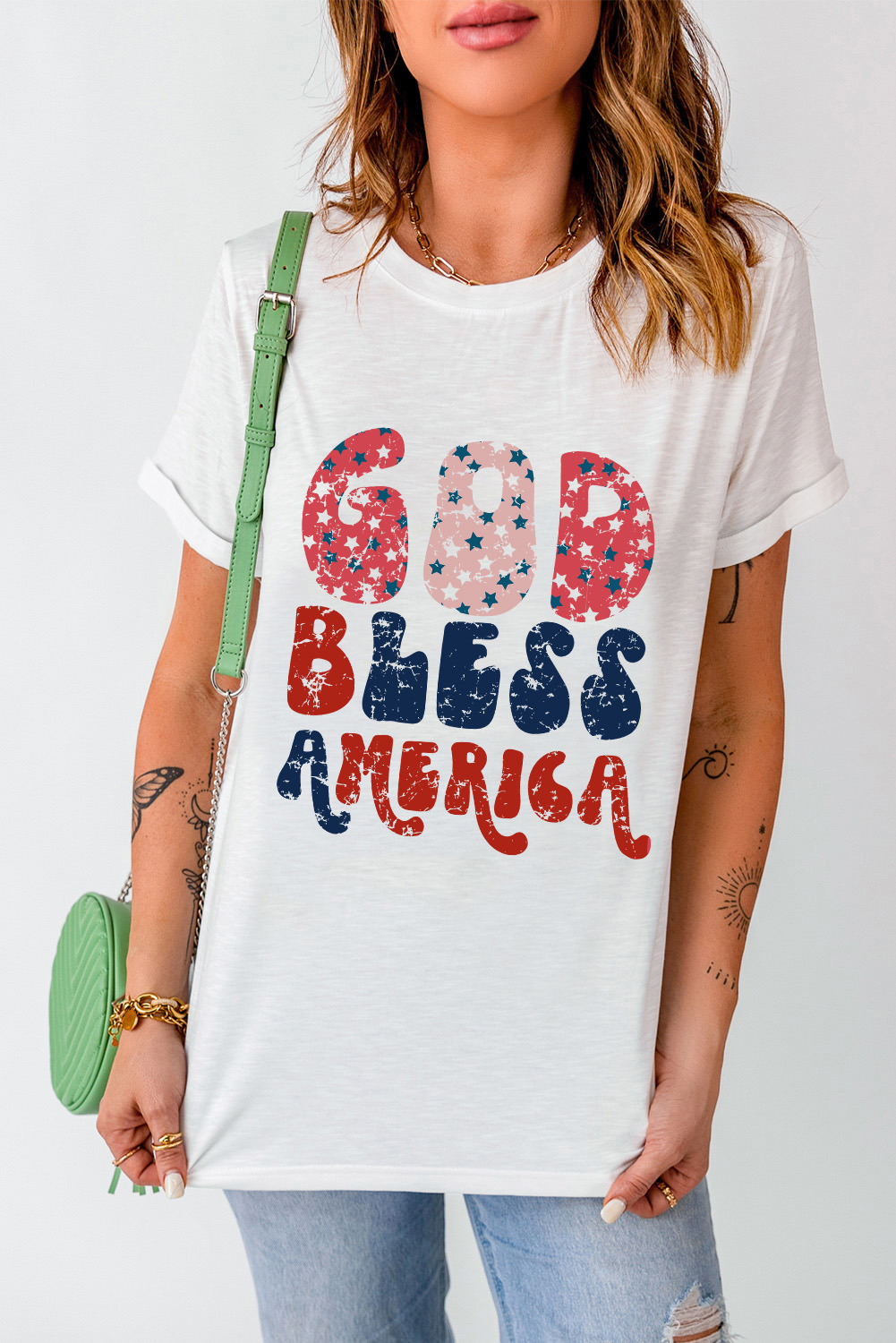 White God Bless America Graphic Tee - loveforevers