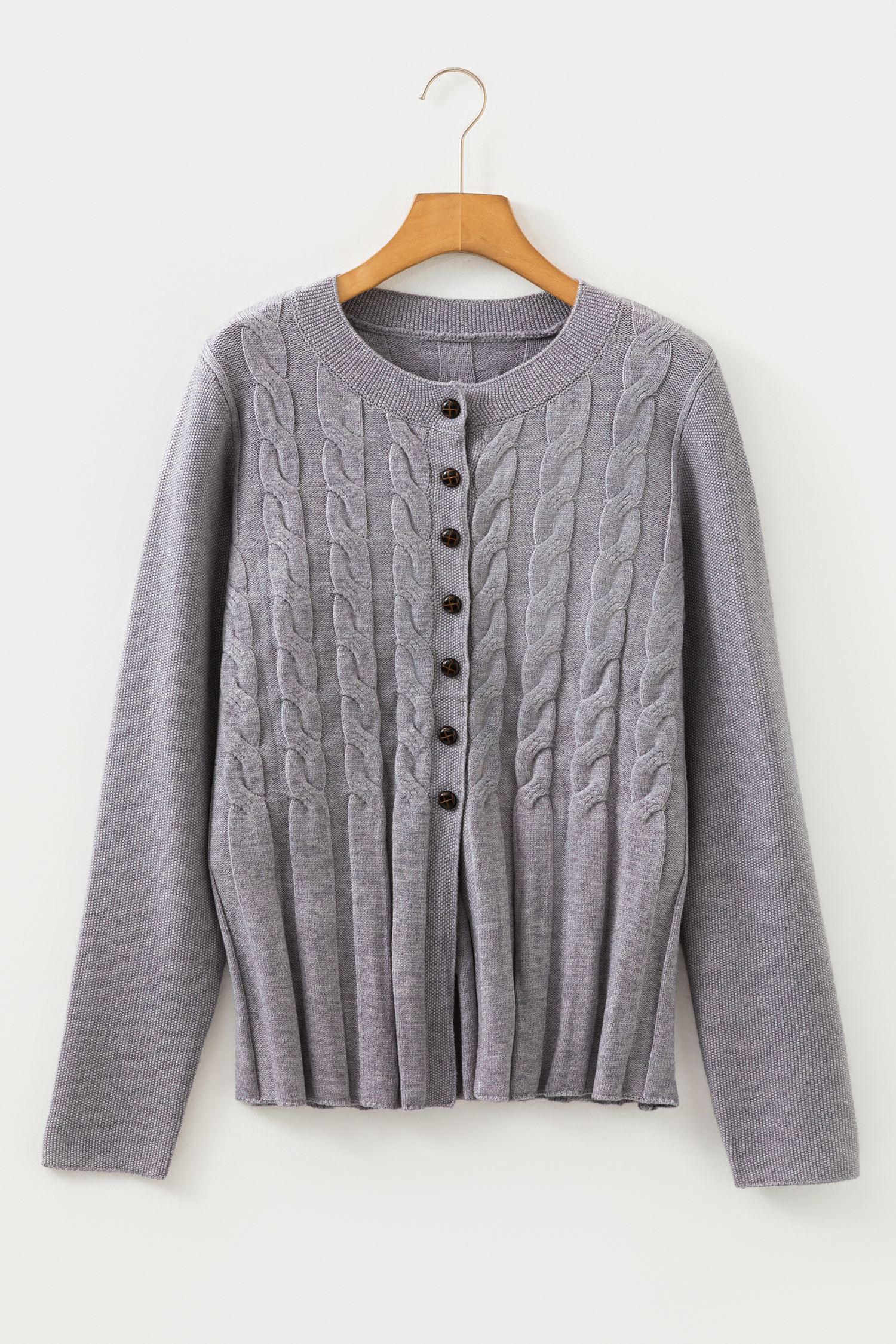 High Cable Knit Cardigan Sweater - loveforevers