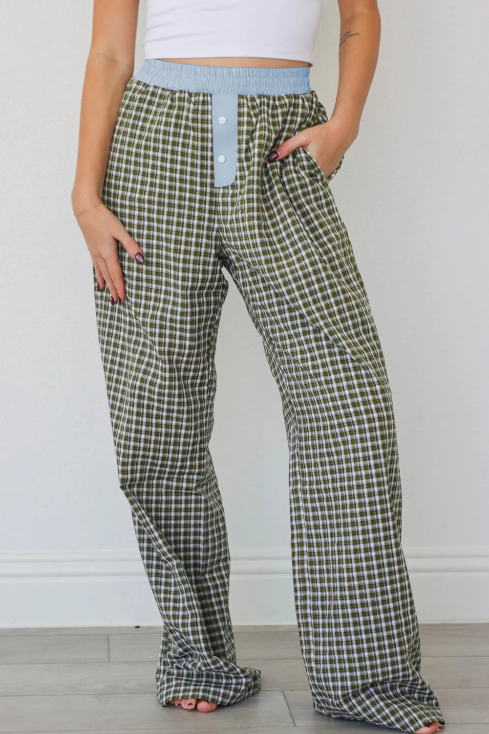 Brown Preppy Gingham Boxer Pants - loveforevers