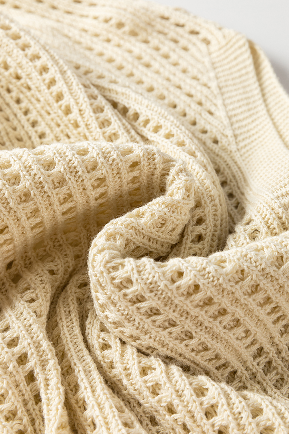 Apricot Open Knit Bracelet Sleeve Sweater - loveforevers