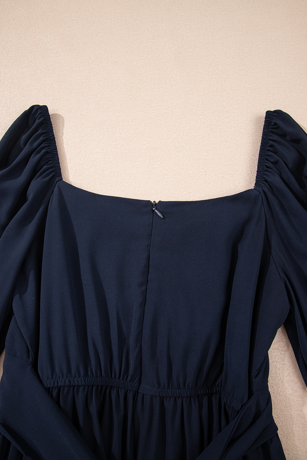 Blue White Plain Ruffled High Waist Square Neck Mini Dress - loveforevers