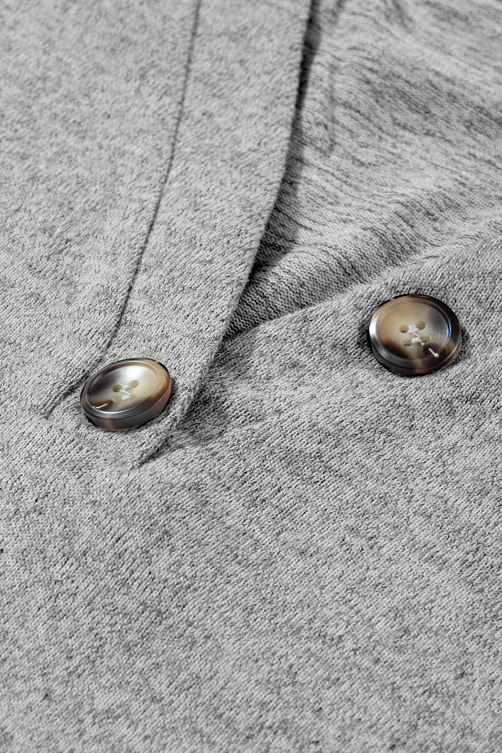 Light Grey Buttoned V Neck Ribbed Puff Sleeve Top - loveforevers