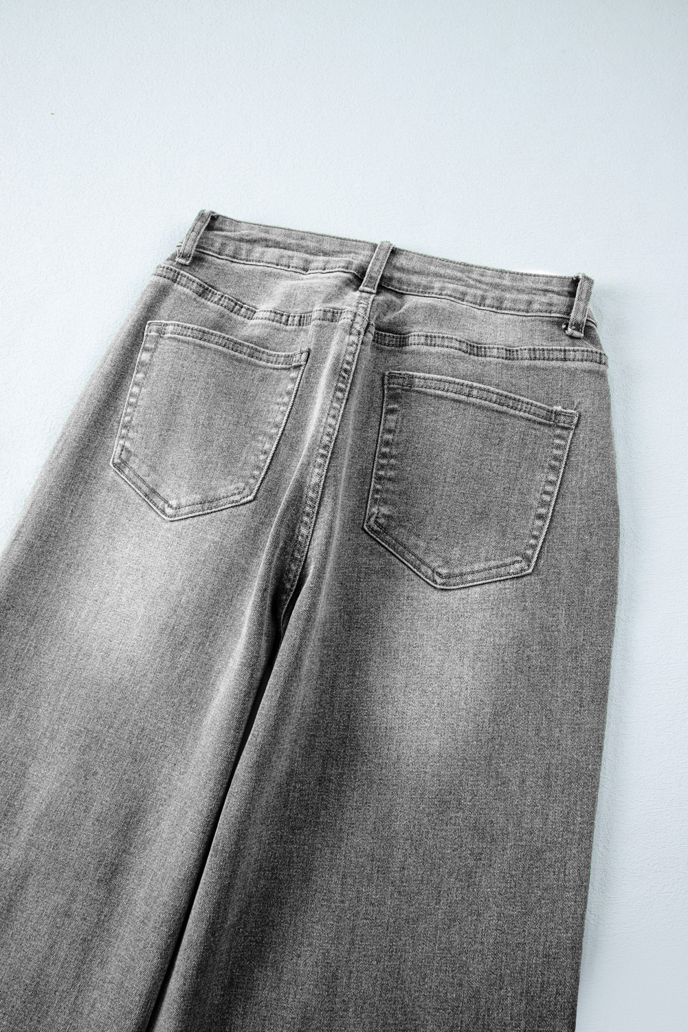Gray Raw Hem Straight Leg Loose High Waist Jeans - loveforevers