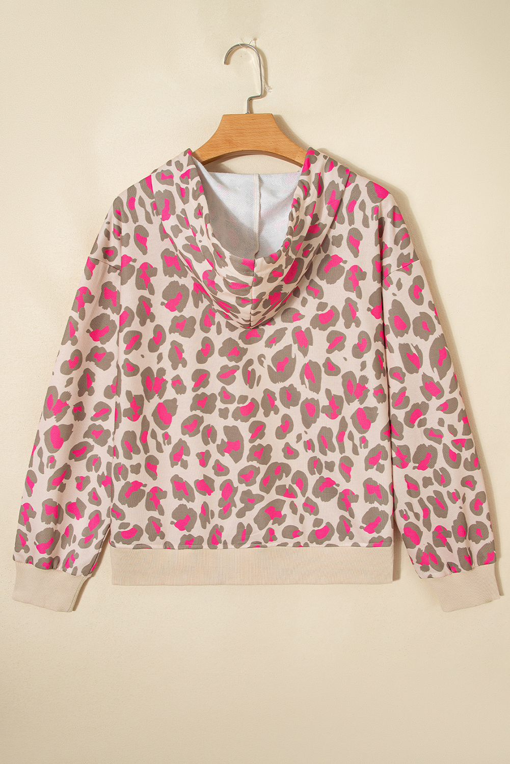 Rose Leopard Print Zip-up Hooded Sweatshirt - loveforevers