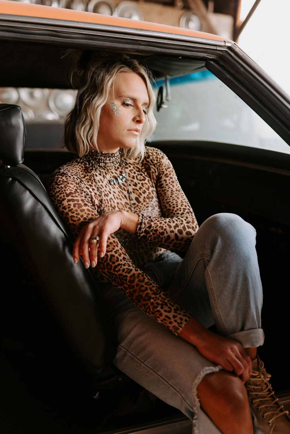 Brown Leopard Smocked Neck Mesh Long Sleeve Bodysuit - loveforevers