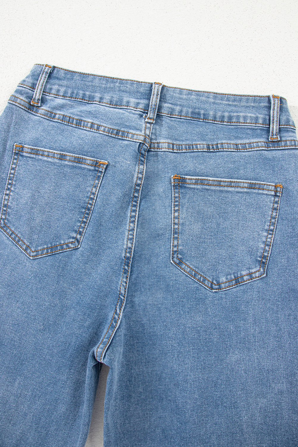 Blue Mid Rise Asymmetrical Waist Wide Leg Jeans - loveforevers