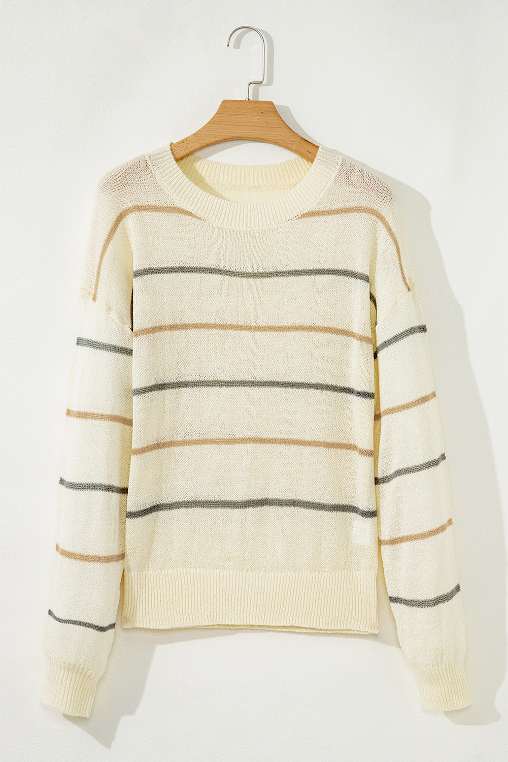 Multicolour Striped Buttoned Front V Neck Drop Shoulder Cardigan Sweater - loveforevers