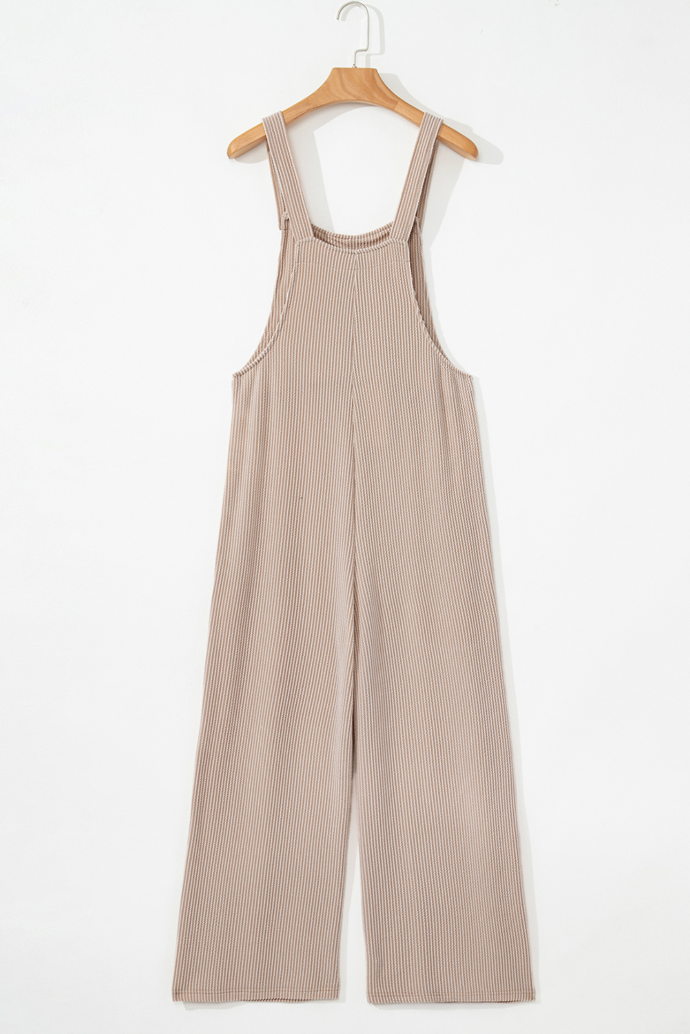 Dark Grey Ribbed Knit Patched Pocket Wide Leg Overalls - loveforevers