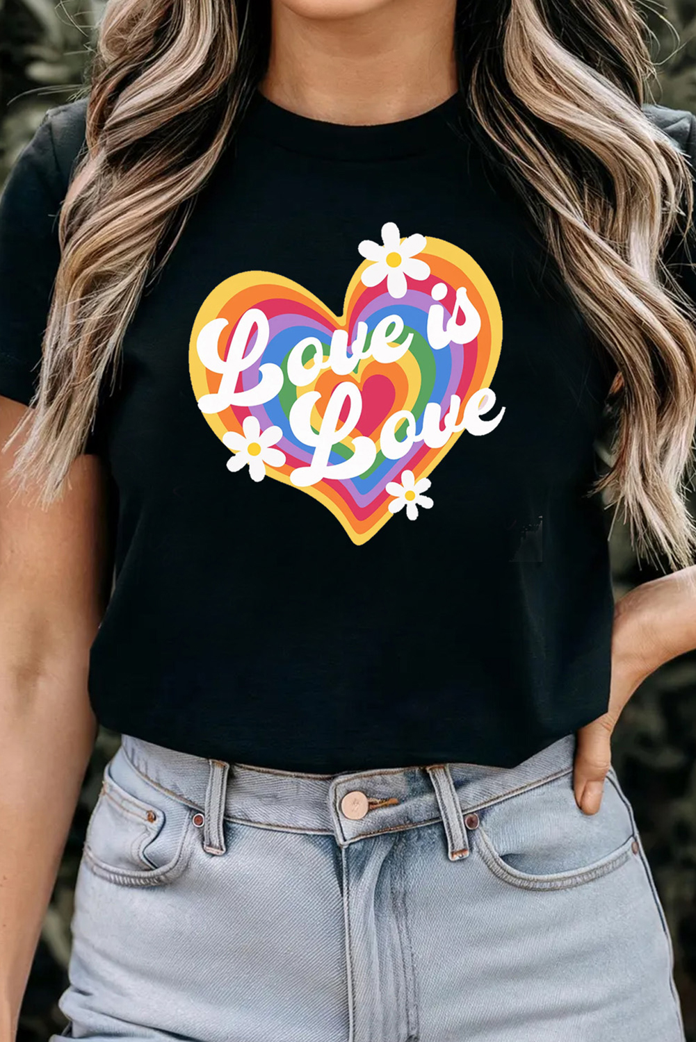 Black Love is Love Rainbow Heart Graphic Crewneck Tee - loveforevers