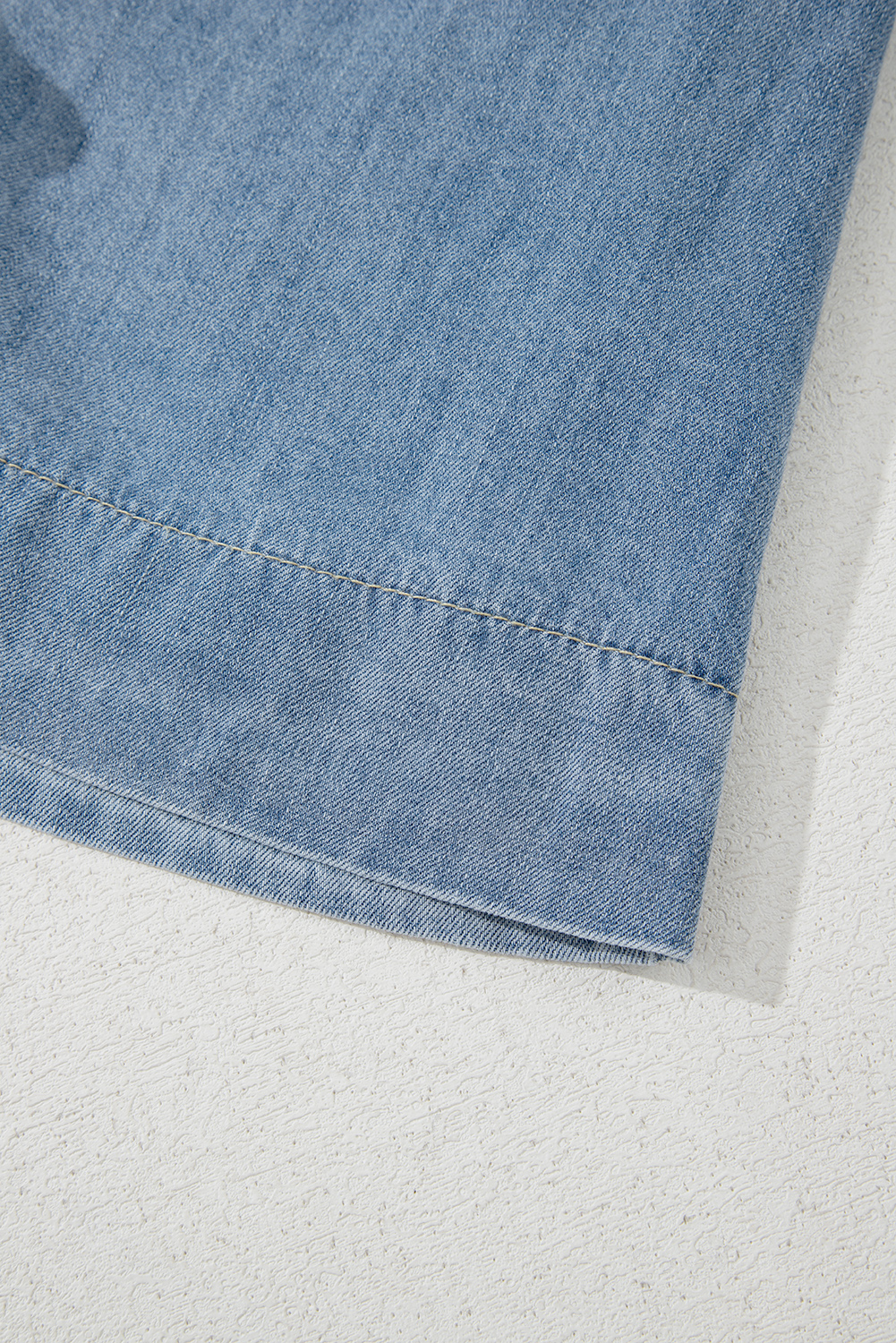 Dusk Blue Tied Front Long Puff Sleeve Denim Top - loveforevers