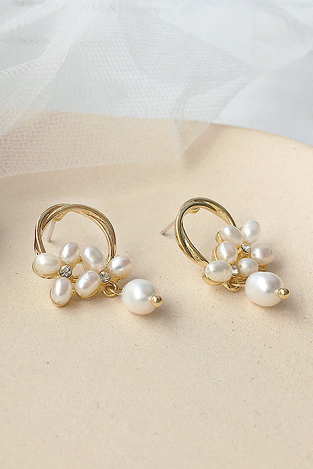 Gold Plated Hoop Pearl Casual Wear Stud Earring - loveforevers