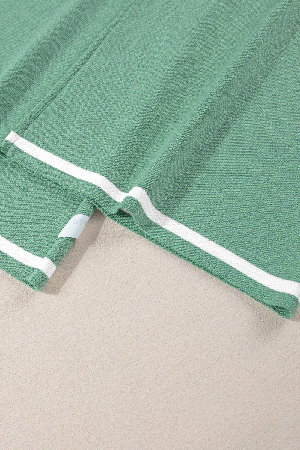 Blackish Green Contrast Trim Half Sleeve Top Drawstring Pants Loose 2pcs Sweater Suit - loveforevers