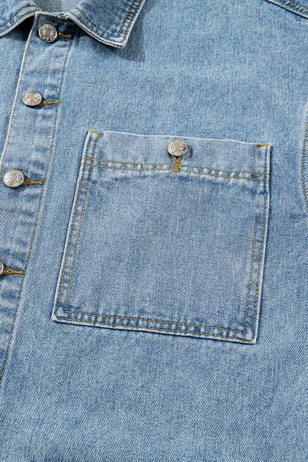 Beau Blue Multi Patched Pockets Side Tie up Boyfriend Style Denim Jacket - loveforevers