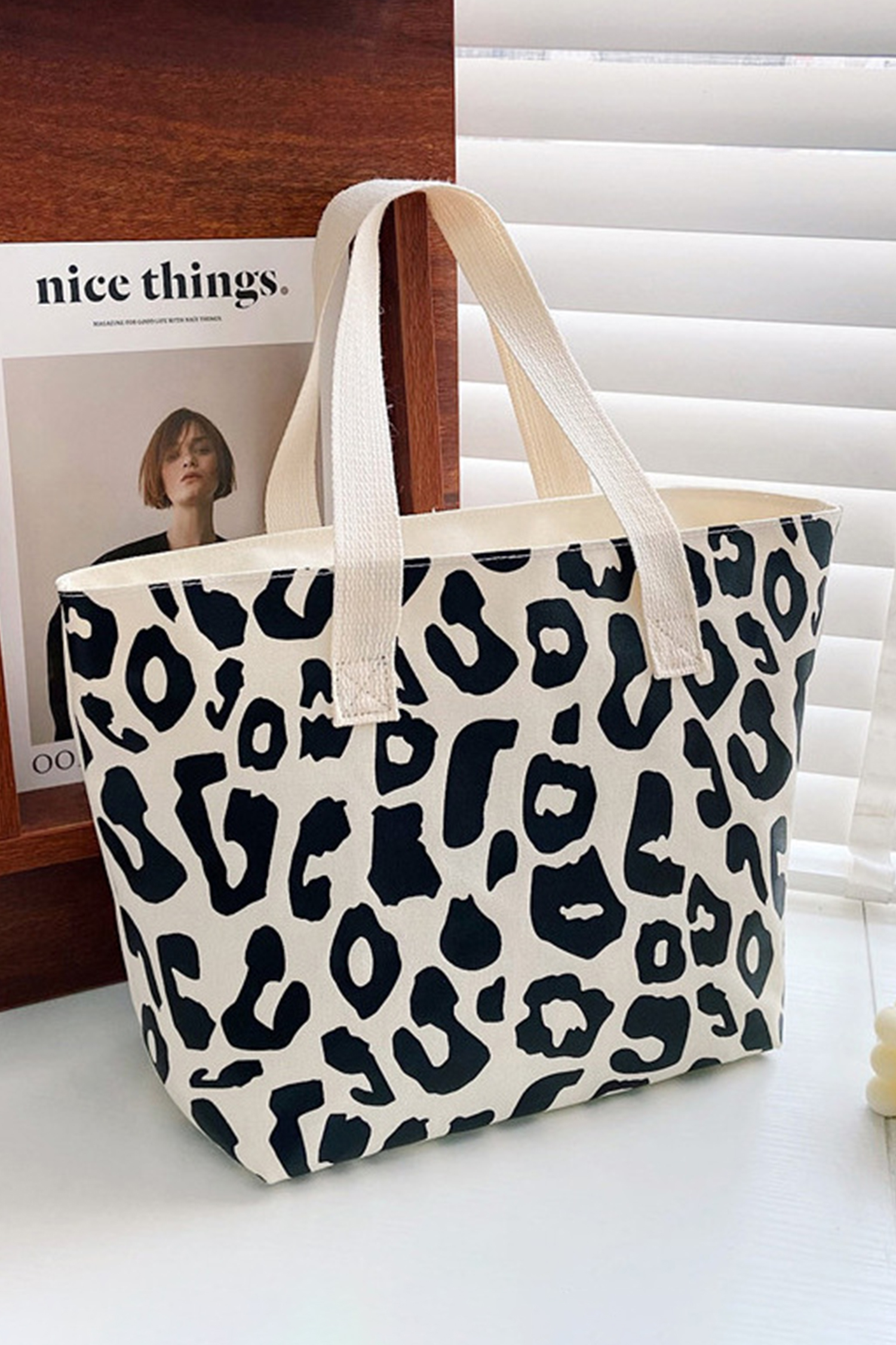 Black Leopard Print Canvas Tote Bag - loveforevers