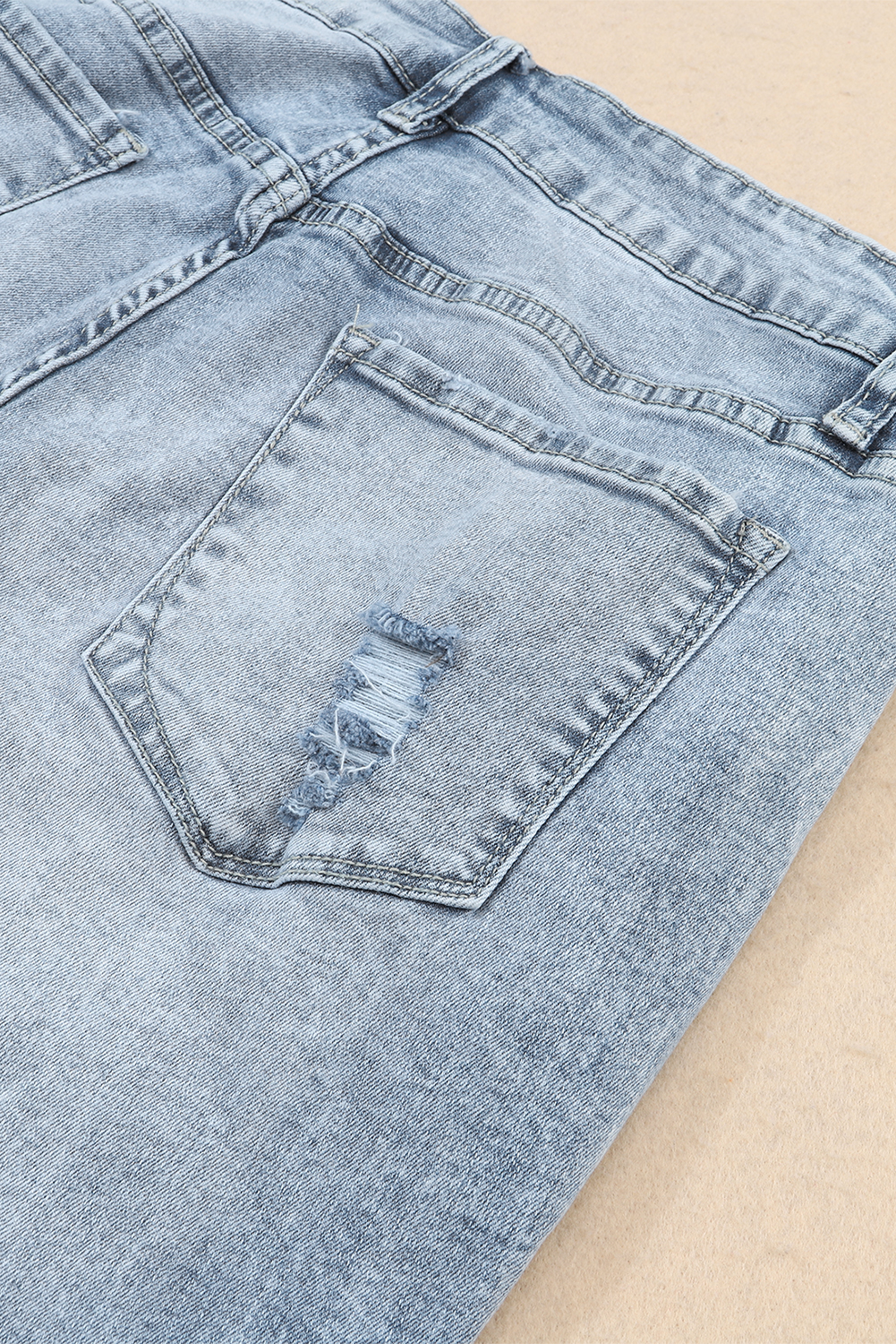 Sky Blue Light Wash Frayed Slim Fit High Waist Jeans - loveforevers