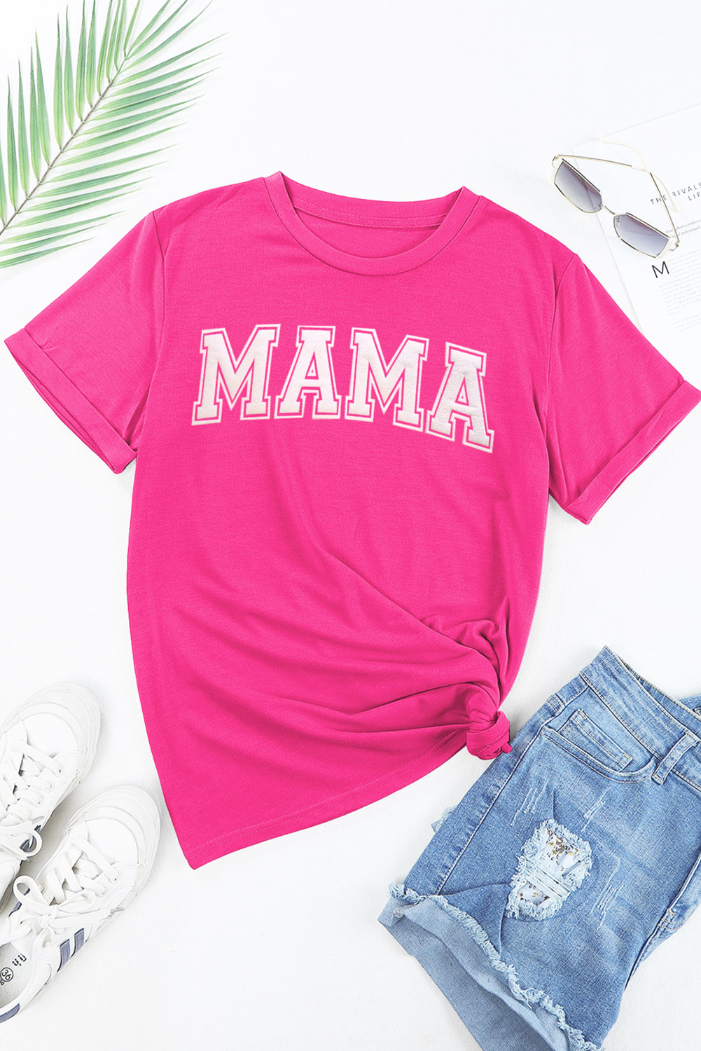 Rose Red MAMA Graphic Crew Neck Tee - loveforevers