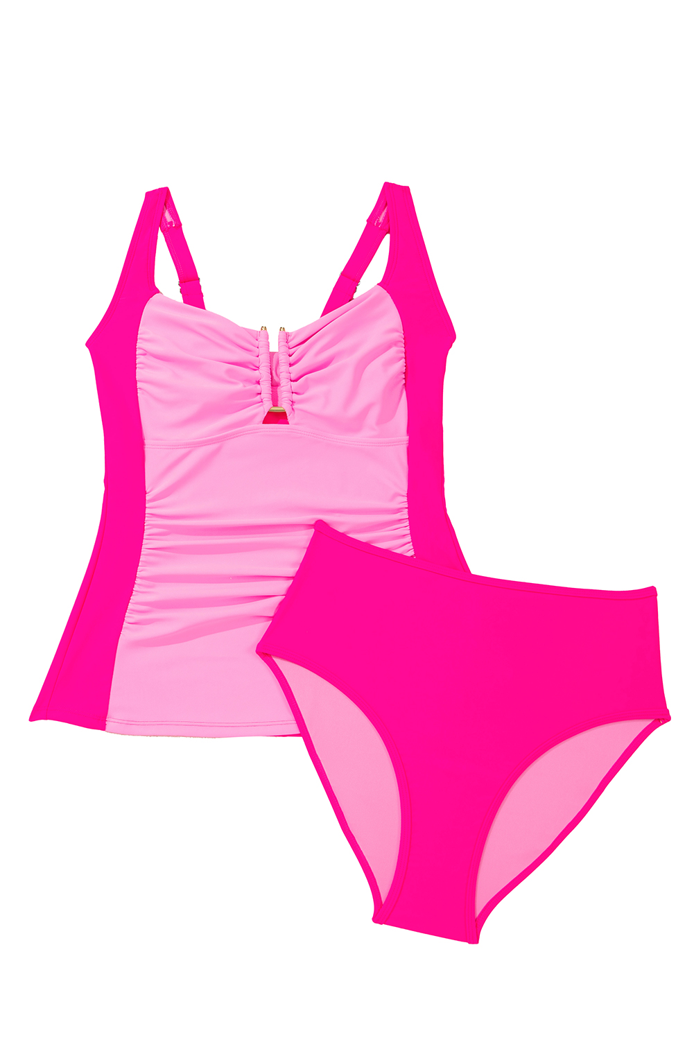 Bonbon Ruched Tummy Control Tankini 2pcs Swimsuit - loveforevers