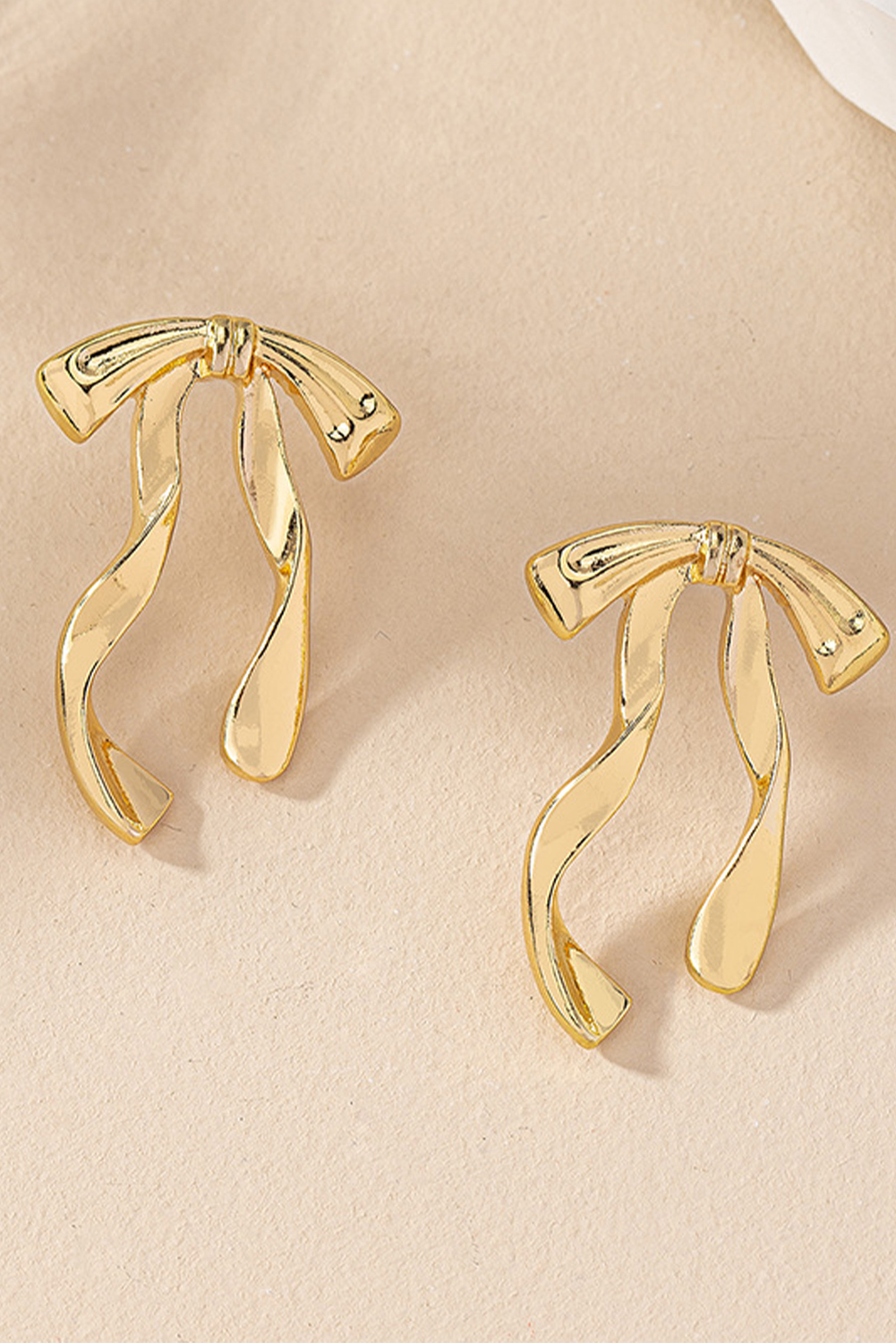 Gold Bow Knot Plated Alloy Stud Earrings - loveforevers