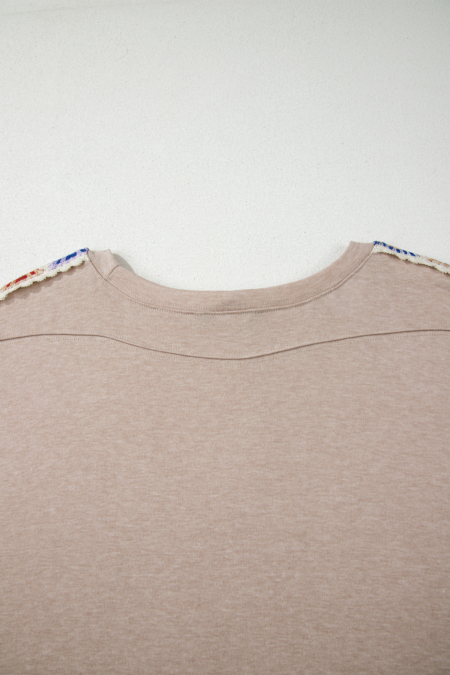 Light Grey Granny Square Crochet Detail Loose T Shirt - loveforevers