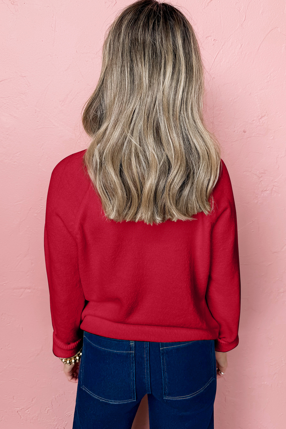 Racing Red MERRY Letter Pattern Christmas Raglan Sleeve Sweater - loveforevers