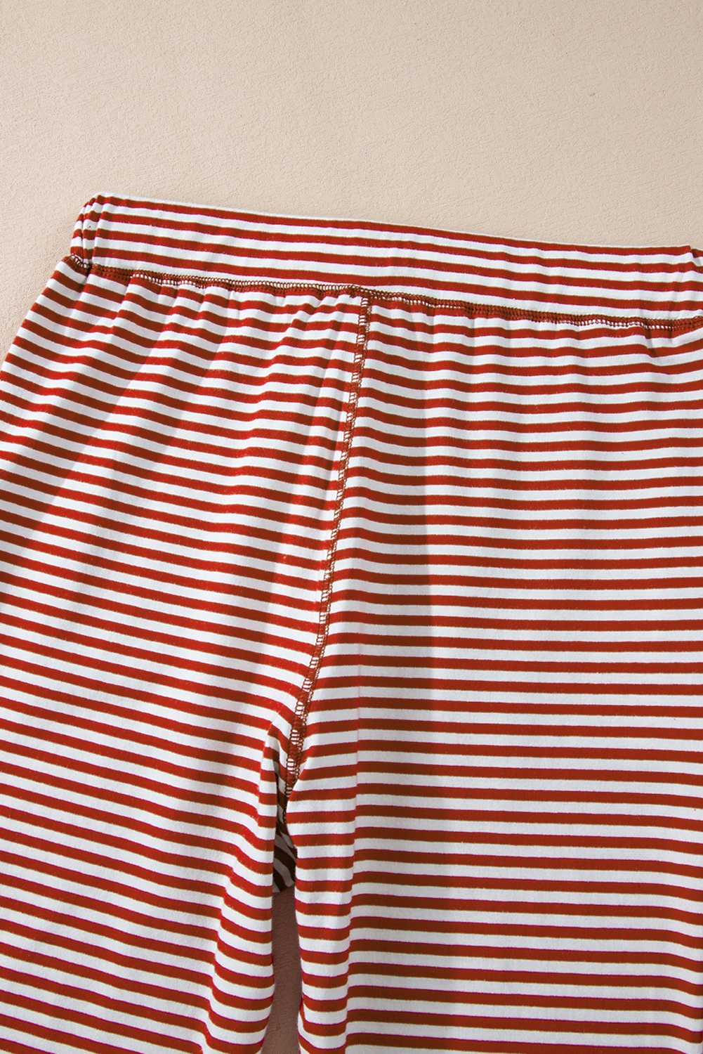 Red Stripe Buttoned V Neck Top and Knotted Waist Pants Lounge Set - loveforevers